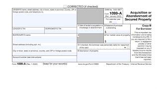 IRS Form 1099-A Walkthrough (Acquisition or Abandonment of Secured Property)