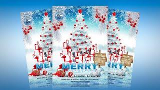 Merry Christmas Flyer Design | Christmas Winter Party Flyer Design in Photoshop Tutorial