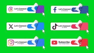 12+ Social Media Buttons Green Screen | Youtube | Tiktok | Facebook | Instagram |  Twitch | X