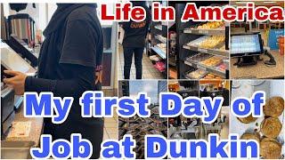 MY FIRST DAY OF WORKING AT DUNKING DONUTS  |YOUNG MOM WORKING BUSY LIFE IN AMERICA WITH 2 KIDS