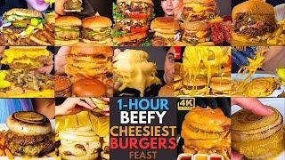  1-HOUR Cheesy Beefy Burger Mukbang | Messy, Juicy & SO Addictive! | MUKBANG COMPILATION 