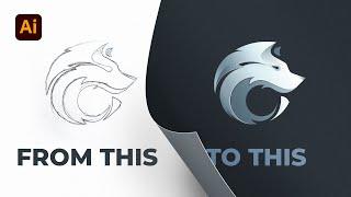 Wolf Logo Design Tutorial  - From Sketch to Vector - 4 Illustrator Tips #logodesign #wolf #tutorial