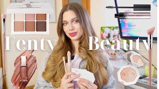 Rihanna Fenty Beauty распаковка + обзор косметики хайлайтер, тени, тушь, кисти, блеск для губ