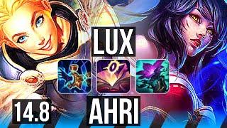 LUX vs AHRI (MID) | 18/2/14, 69% winrate, Legendary | EUW Master | 14.8