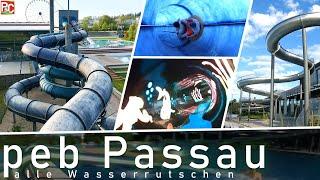 Alle Rutschen im peb Passau | Freibad und Hallenbad | All Water Slides 4K