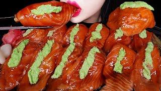 ASMR GIANT SALMON SUSHI EATING SOUNDS MUKBANG