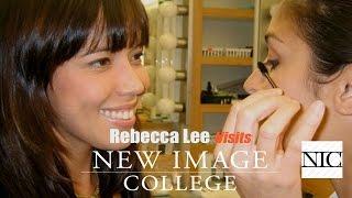 Rebecca Lee shows New Image college students the latest techniques for "Old Age" makeup.