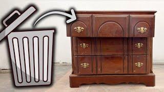 I rescued this from the trash! | Dealing with BLEED THROUGH and refinishing WOOD FURNITURE