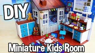 DIY Miniature Dollhouse Kit Cute Kids Bedroom Roombox with Working Lights! / Relaxing Crafts