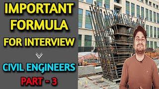 Important Formula for Civil Engineers for Site Interview (Part - 3) | Learning Civil Technology