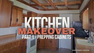 Kitchen Cabinets Makeover | Oak Cabinets | Kitchen Cabinet Prep | 80's Farmhouse Kitchen Update