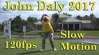 2017 JOHN DALY 120fps SLOW MOTION FACE ON DRIVER GOLF SWING 1080 HD