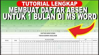 Cara Membuat Daftar Absen untuk 1 Bulan di Excel | Tutorial Cara Membuat Daftar Hadir Untuk 1 Bulan