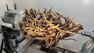 Woodturning - Scary Tree Root Transformation ( NO RESIN )