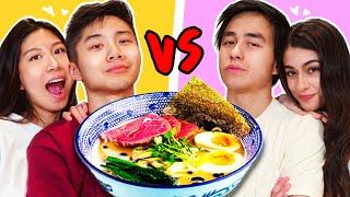 Which Couple Can Make the Best Instant Ramen for $100? (COUPLES COOK OFF)