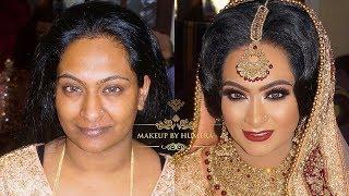 Real Bride | Asian Bridal Makeup | Contemporary Brown Smokey Eyes And Dark Red Lips