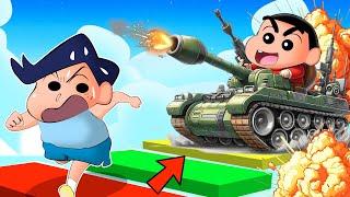 Shinchan Became Super Fast In Tank Parkour Obby  | Roblox Obby But You're On A Tank | Funny Game 