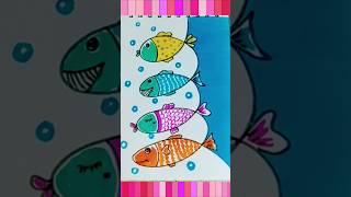 Easy fish group art for kids #forkids #colourful #fish #easyartforkids #funny #easydrawing