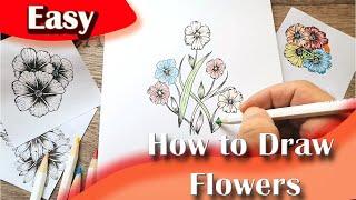 How to Draw Flowers Easy (Tutorial for Beginners Hvasilevshop)