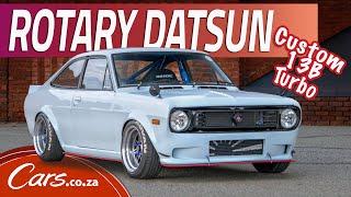 Rotary Datsun 1200! Custom build sideways under power with a turbo 13B rotary conversion