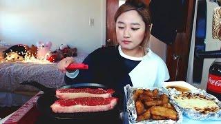 NY Strip Steak 스테이크 + Potato Wedges 감자튀김 | MUKBANG