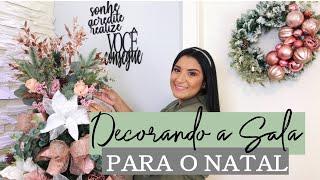 NATAL 2021 DECORAÇÃO DE NATAL DA SALA ROSA E BRANCO #decoraçãodenatal #natal2021 #arvoredenatal