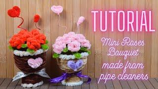 DIY Tutorialhandmade mini roses bouquet with pipe cleaners | Chenille wire crafts