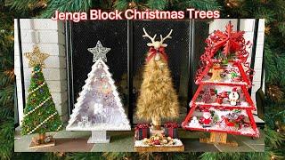 4 Jenga Block Christmas Trees 