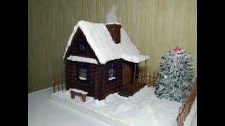 DIY. Деревенский домик зимой ( новогодний, рождественский) из картона, своими руками.Village house.