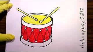 how to draw a Drum Simple  Sketch Step by Music Lesson Rock & Roll #viral Musical Instrument