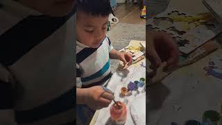 trying new things. #kidsactivity #painting #pethouse #birdhouse #timewise #craft #crafting #siblings