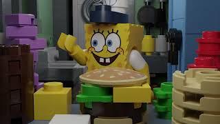SpongeBob making Krabby Patties but in LEGO
