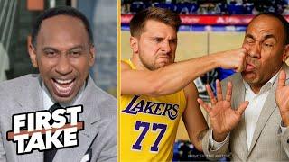 FIRST TAKE | Luka exposed Nico as a CLOWN - Stephen A on Lakers clinch playoff spot with win vs Mavs