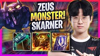 ZEUS IS A MONSTER WITH SKARNER! - T1 Zeus Plays Skarner TOP vs Poppy! | Season 2024