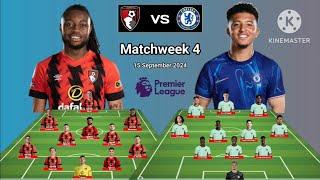 Head To Head Line Up Bournemouth vs Chelsea Matchweek 4 Premier League Season 2024/2025