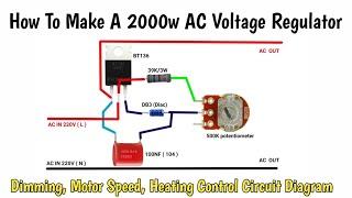 Single Triac 2000w AC Voltage Regulator circuit | Dimming, Motor Speed, Heating Control