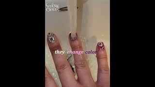 Jess layered #blackandwhiteflowers and #bees over #colorchangingpolish and the final effect is 