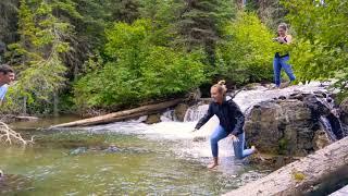 Bethany's Glacier water plunge in Hungry Horse Montana