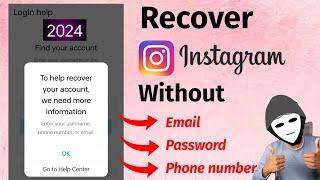 How to Recover Instagram account without Email and Phone number 2024 | instagram hack recover 2024