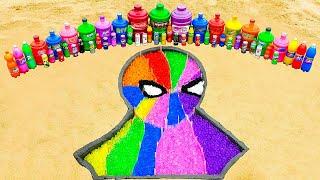 How to make Rainbow SPIDER MAN Face  with Orbeez, Big Fanta, Coca-Cola vs Mentos & Popular Sodas