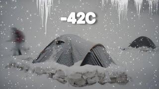 EXTREME -45° Solo Winter Cold Camping 4 Days | Snowstorm, Solo Winter Camp in a BLIZZARD!