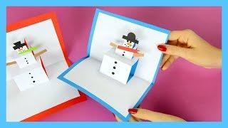 DIY Snowman Pop Up Card - Winter crafts for kids