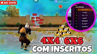 LIVE ON FF  4x4 AO VIVO ️ 4x4/6x6 COM INSCRITOS ️ FREE FIRE AO VIVO SALA PERSONALIZADA ️