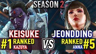 T8  KEISUKE (#1 Ranked Kazuya) vs JEONDDING (#5 Ranked Anna)  Tekken 8 High Level Gameplay