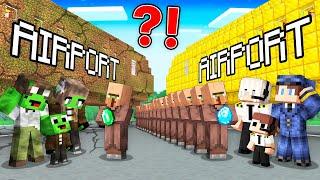 JJ's Family RICH AIRPORT vs Mikey's Family POOR AIRPORT Survive Battle in Minecraft - Maizen