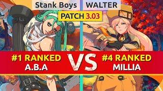 GGST ▰ Stank Boys (#1 Ranked A.B.A) vs WALTER (#4 Ranked Millia). High Level Gameplay