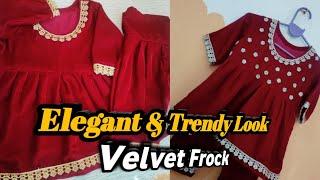 Velvet Baby Girl Frock Cutting and Stitching | Stylish Party Wear Design