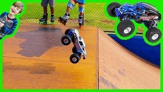 RC Monster Trucks at the Skate Park!