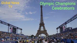 When Olympic Champions Celebrate in Paris, France....