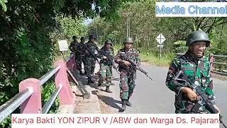 YON ZIPUR 5/ABW Melaksanakan Latihan dan karya bakti di desa. Pajaran